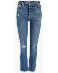 GRLFRND - Hoch sitzende skinny jeans in distressed-optik - Lyst