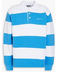 Jacquemus - Embroidered Striped French Cotton-terry Polo Shirt - Lyst