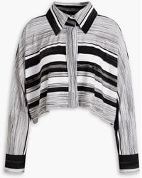 Norma Kamali - Cropped Striped Stretch-jersey Shirt - Lyst