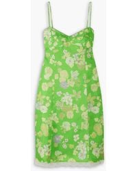 MERYLL ROGGE - Wallpaper Lace-trimmed Floral-print Silk-twill Mini Dress - Lyst
