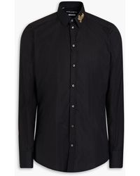 Dolce & Gabbana Appliquéd Cotton-poplin Shirt - Black