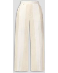 Partow - Neva Two-tone Paneled Cotton And Linen-blend Flared Pants - Lyst