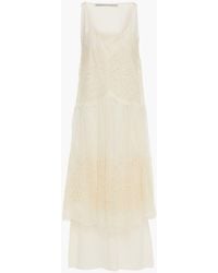 Stella McCartney - Broderie Anglaise Organza And Silk-crepe Midi Dress - Lyst