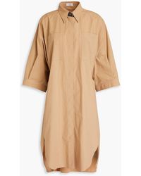 Brunello Cucinelli - Oversized-hemdkleid in midilänge aus baumwollpopeline mit zierperlen - Lyst