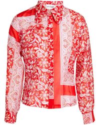 Antik Batik Iloni Floral-print Cotton And Silk-blend Voile Shirt - Red