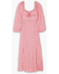 RIXO London - Olimani Tie-detailed Floral-print Crepe De Chine Midi Dress - Lyst