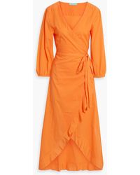 Melissa Odabash - Linsay Ruffled Cotton-voile Midi Wrap Dress - Lyst