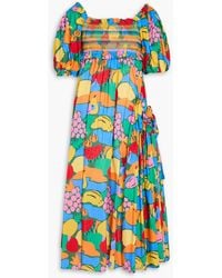 FARM Rio - Bedrucktes midikleid aus einer baumwollmischung mit raffung - Lyst