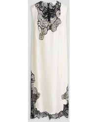 Loulou de Saison - Uma Macramé-trimmed Silk-twill Midi Dress - Lyst