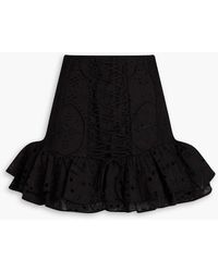 Charo Ruiz - Lucrecia Tiered Broderie Anglaise Cotton-Blend Mini Skirt - Lyst