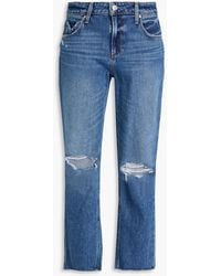 PAIGE - Noella Cropped Distressed Mid-rise Straight-leg Jeans - Lyst