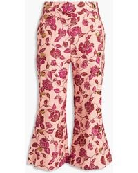 Zimmermann - Button-embellished Floral-print Linen Kick-flare Pants - Lyst