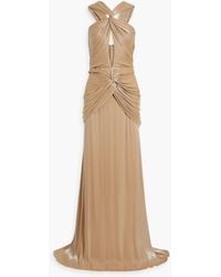 Costarellos - Twisted Cutout Satin-jacquard Gown - Lyst
