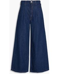 Mother - Pleated High-rise Wide-leg Jeans - Lyst