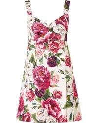 Dolce & Gabbana - Floral-print Cotton-blend Cloqué Mini Dress - Lyst