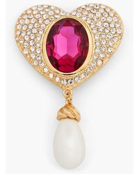 Kenneth Jay Lane Gold-tone, Crystal And Faux Pearl Brooch - Metallic