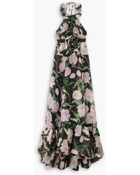 Carolina Herrera - Open-back Floral-print Silk-organza Halterneck Gown - Lyst