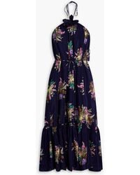 Zimmermann - Floral-print Silk-crepe De Chine Halterneck Midi Dress - Lyst