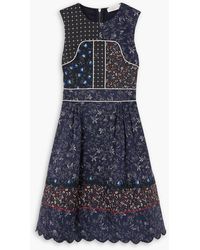 See By Chloé - Patchwork-effect Floral-print Cotton-poplin Dress - Lyst