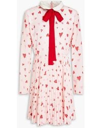 RED Valentino - Pussy-bow Printed Crepe De Chine Mini Dress - Lyst