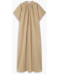 Matteau - Striped Organic Cotton And Silk-blend Maxi Dress - Lyst