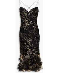 Marchesa - Floral-appliquéd Embroidered Tulle Dress - Lyst