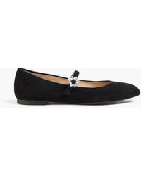Stuart Weitzman - Aura Crystal-embellished Suede Mary Jane Flats - Lyst