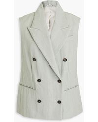 Brunello Cucinelli - Double-breasted Bead-embellished Canvas Vest - Lyst