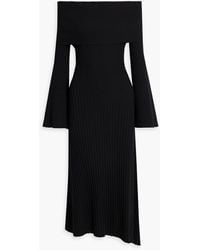 A.L.C. - Eve Off-the-shoulder Asymmetric Merino Wool-blend Midi Dress - Lyst