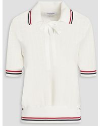 Thom Browne - Pussy-bow Pointelle-knit Cotton Polo Sweater - Lyst