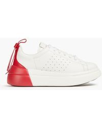 Red(V) - Perforated Two-tone Leather Platform Sneakers - Lyst