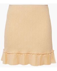 Chloé - Pleated Crepe De Chine-trimmed Crepon Mini Skirt - Lyst