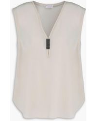 Brunello Cucinelli - Bead-embellished Silk Crepe De Chine Top - Lyst