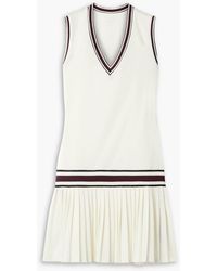 Tory Sport - Pleated Striped Stretch-jersey Mini Dress - Lyst