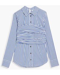 Veronica Beard - Baylor Pleated Striped Cotton-blend Poplin Shirt - Lyst