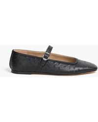 Le Monde Beryl - Ostrich-Effect Leather Mary Jane Flats - Lyst