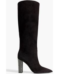 Rene Caovilla - Nina Crystal-embellished Suede Knee Boots - Lyst