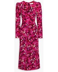 Rebecca Vallance - Branble Floral-print Silk-crepe Midi Dress - Lyst