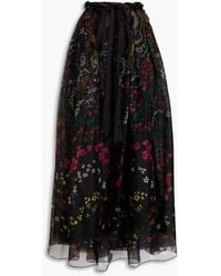 Zuhair Murad - Pleated Floral-print Silk-organza Maxi Skirt - Lyst