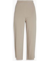 Gentry Portofino - Cropped Silk And Cotton-blend Straight-leg Pants - Lyst
