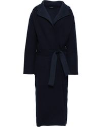 JOSEPH Belted Wool-blend Coat Navy - Blue