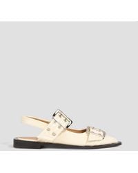 Ganni - Buckled Glossed Slingback Point-Toe Flats - Lyst