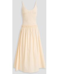 Claudie Pierlot - Cotton-poplin And Ribbed-knit Midi Dress - Lyst
