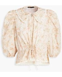 Maje - Bluse aus baumwolle mit floralem print und häkelbesatz - Lyst
