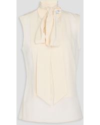 Victoria Beckham - Pussy-bow Silk Crepe De Chine Top - Lyst