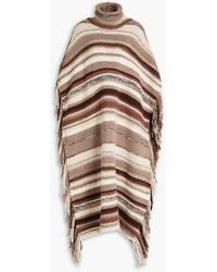 Chloé - Fringed Striped Cashmere-blend Poncho - Lyst