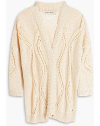 Gentry Portofino - Embellished Metallic Pointelle-knit Linen-blend Cardigan - Lyst