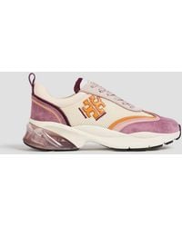 Tory Burch - Good Luck Mesh, Leather And Suede Sneakers - Lyst