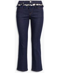 Roberto Cavalli Cropped Sequin-embellished Mid-rise Bootcut Jeans - Blue