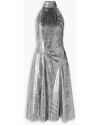 Isabel Marant - Naionea drapiertes neckholder-midikleid aus lamé mit schlangenprint - Lyst